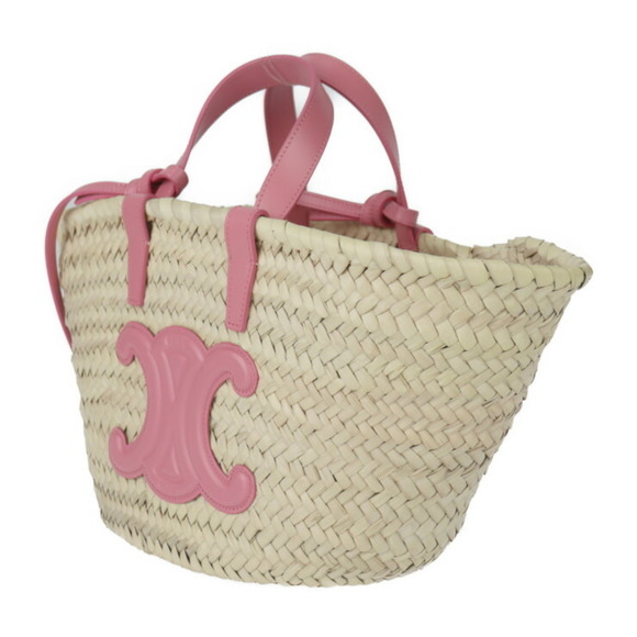 CELINE Teen Triomphe Classic Panier Handbag 194002CML Raffia Calf Leather Natura - Picture 2 of 10